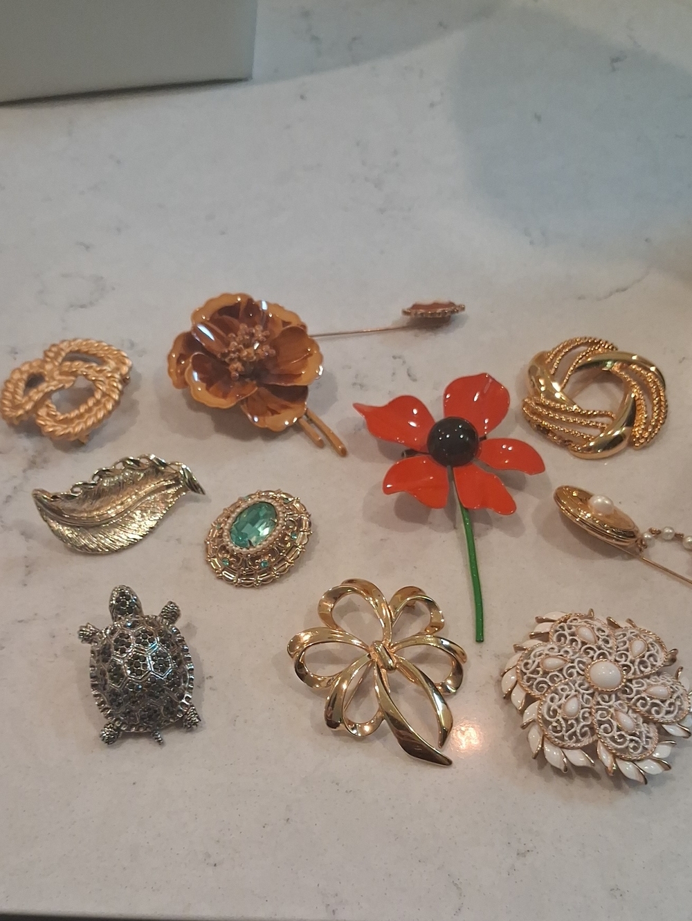 Napier, Anne Klein, Trifari, Coro and Some Vintage Unsigned Brooches and Pin Lot